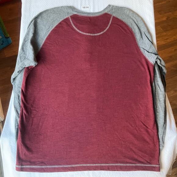 Red Head Men’s Long Sleeve Screw Neck T-shirt size L, Burgundy Red & Gray - Picture 6 of 6
